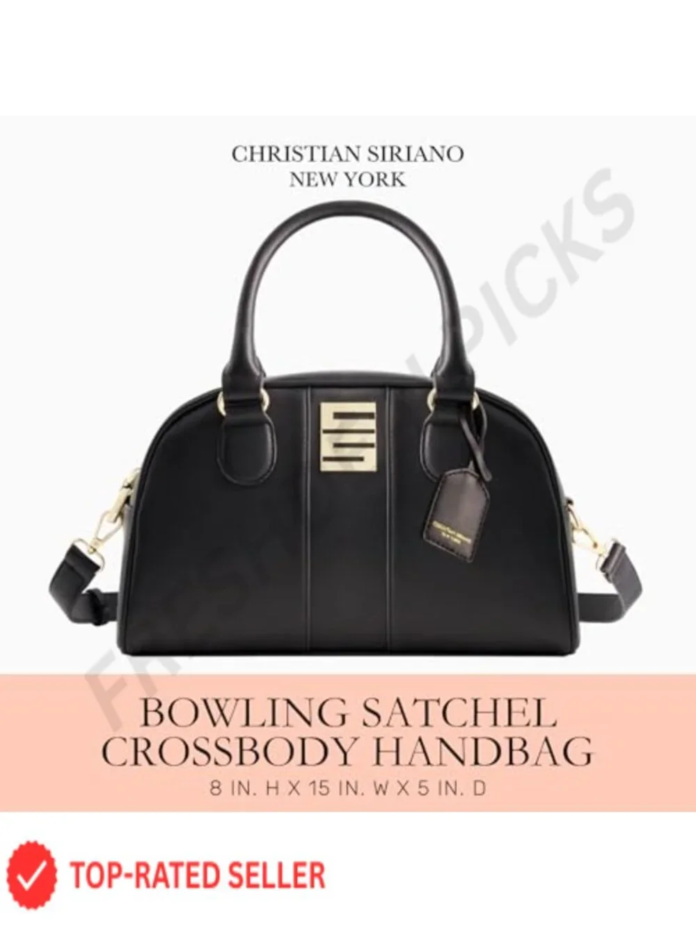 Christian Siriano Milano Bowling Satchel Crossbody Handbag with Adjustable Strap